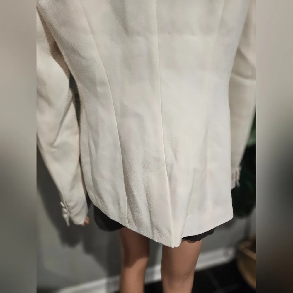 Karen Millen Tailored Crepe Blazer–Ivory Structured SingleBreasted Jacket.10 NWT - Picture 14 of 16